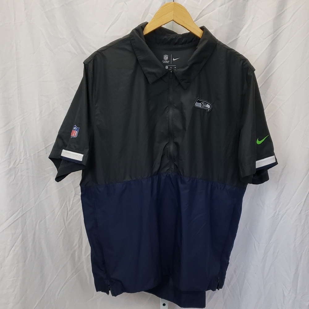 Nike Men's Dark Gray and Navy Windbreaker Seattle Seahawks Logo